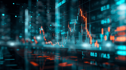 金融科技金融背景图片_彩色灯光金融科技数据屏幕展示的背景