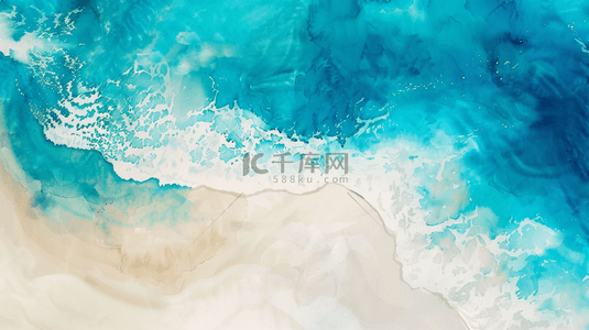 雪白的浪花背景图片_蓝色海洋沙滩风景海洋背景
