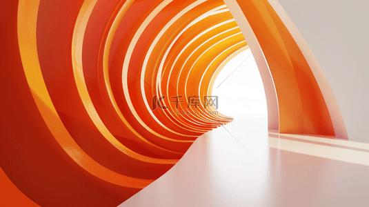 橘色线条背景图片_橘色渐变纹理线条质感空间走廊的背景