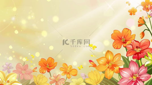 彩色植物边框背景图片_彩色植物花朵装饰边框背景