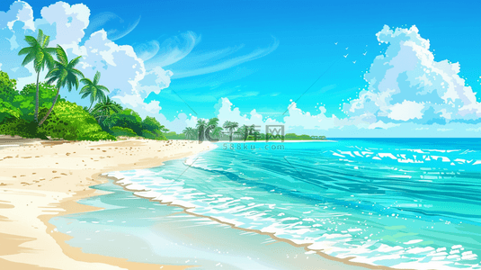 大海天空蓝天背景图片_清新唯美户外风景大海沙滩的背景