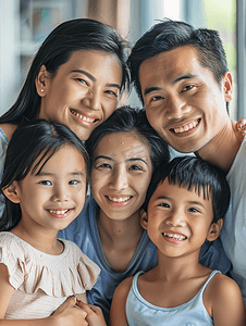 亚洲人幸福的一家人在郊外人物
