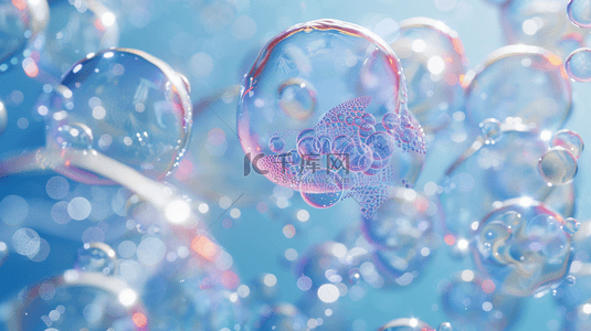 浅蓝色气泡背景图片_浅蓝色场景晶莹剔透气泡的背景