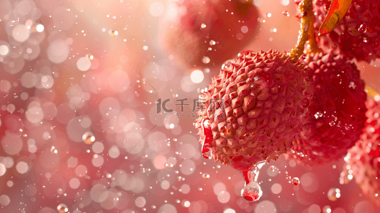 冰块荔枝背景图片_简约唯美红色清洗荔枝的背景