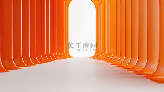 橘色纹理背景图片_橘色渐变纹理线条质感空间走廊的背景