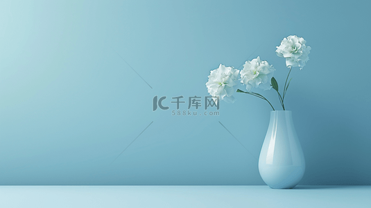 白色简约空间花瓶花朵的背景