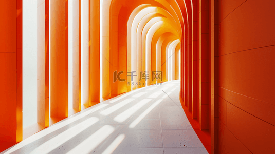 橘色渐变纹理线条质感空间走廊的背景