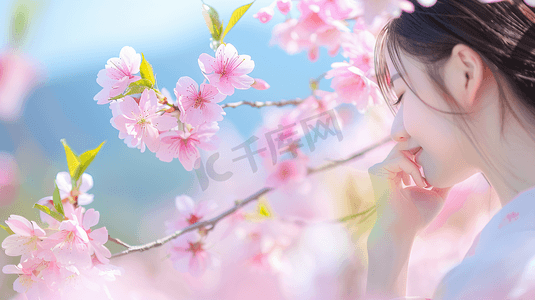 春天摄影照片_樱花树下拍照的女性6