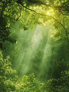 大树摄影摄影照片_森林树林里的光束下午阳光树林无摄影图