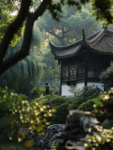 夏日风摄影照片_苏州园林摄影图