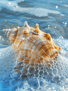 风景水滴摄影照片_自然风景白天贝壳和水波室外贝壳和水波摄影图