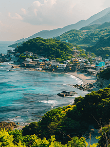 日本神奈川海边小城夏日摄影图