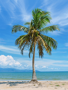 旅游景点海南海边椰子树高清海滩