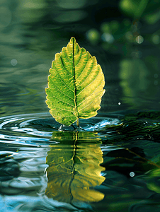 水纹摄影照片_夏日树叶水纹