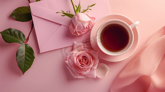 信封玫瑰美味咖啡摄影9