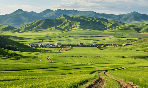 内蒙古山村农田景观