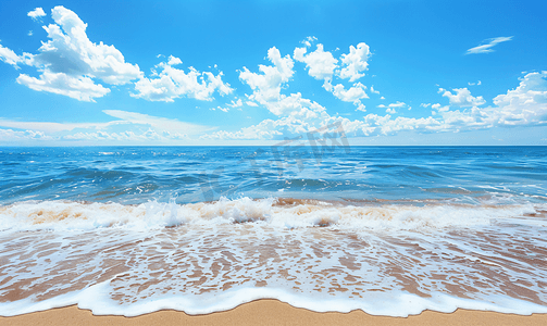 碧海蓝天白沙滩摄影图