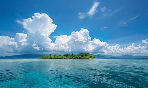 天空摄影照片_海岛云朵蓝天摄影图