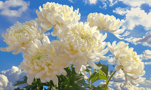 雏菊春天立春雏菊蓝天白云风景摄影图