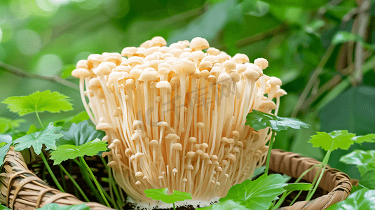 绿色餐饮摄影照片_新鲜蔬菜金针菇摄影1