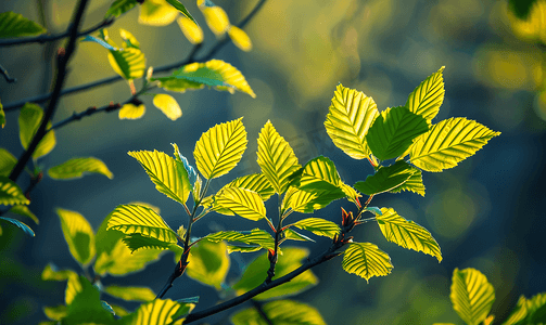 春天立春春分植物绿色清新叶子摄影图