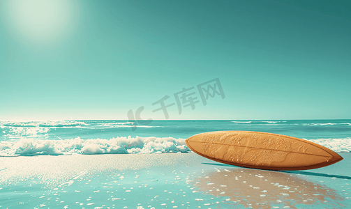 沙滩冲浪摄影照片_夏日沙滩冲浪板摄影图