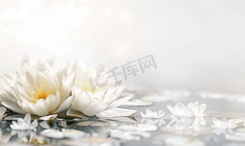 白色荷花莲花摄影图