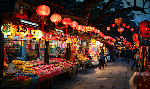 上海夏日夜市摄影图