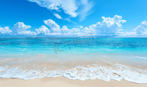 大海背景摄影照片_碧海蓝天白沙滩摄影图