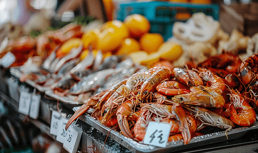夏季海鲜市场摄影图