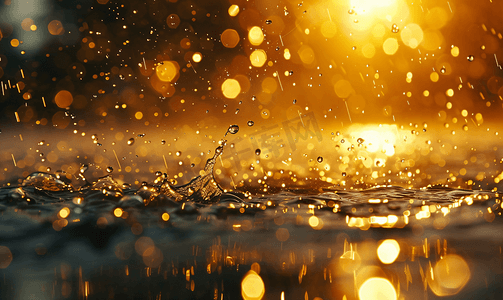 雨水节气下雨摄影照片_下雨天水面水滴雨水节气雨滴水面水花飞溅摄影图