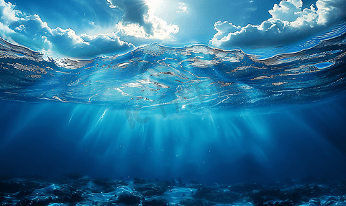 夏季海洋摄影照片_深蓝色的海水