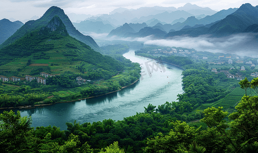 深绿山川摄影照片_郴州小东江夏天风景山川河流湖南