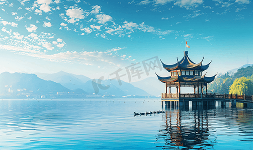 湖景摄影照片_中国的西湖风景