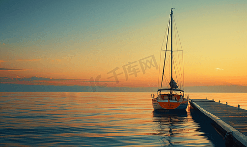 帆船大海摄影照片_码头傍晚船帆船海边摄影图