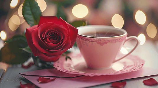 信封玫瑰美味咖啡摄影12