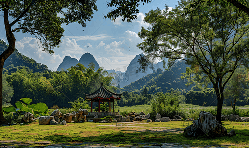 阳朔摄影照片_桂林白天桂林山水阳朔世外桃源景区旅游摄影图