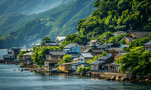 日本神奈川海边小城夏日摄影图