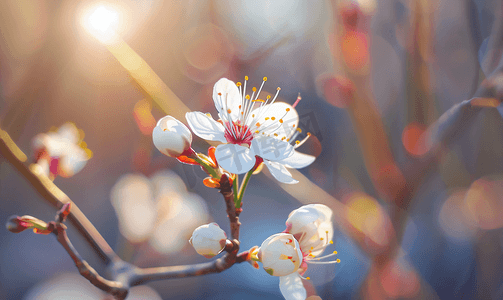 背景立春摄影照片_闪闪发光的植物花立春春分春天