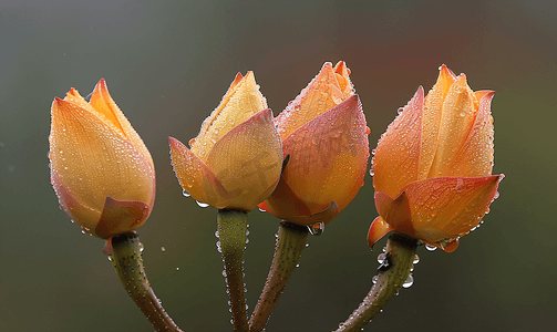 雨后荷花花苞摄影图