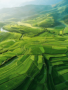 陕西农业摄影照片_陕西汉中大面积水稻田农田航拍