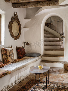 地中海风格客厅楼梯照片