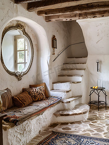 地中海风格客厅楼梯照片
