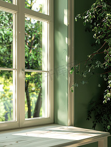 浅绿色清新的窗户家居高清图片