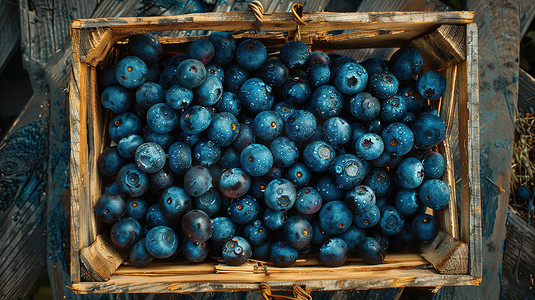 新鲜成熟的蓝莓水果摄影配图