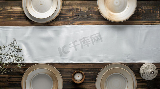 盘子餐具桌布立体描绘摄影照片