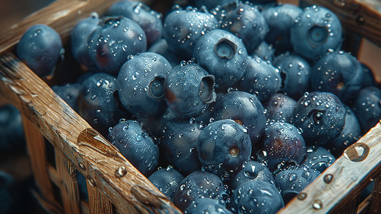 新鲜成熟的蓝莓水果高清图片