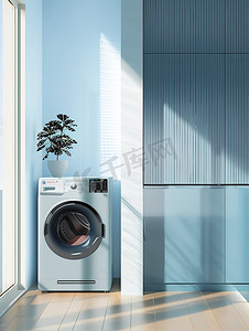 滚筒洗衣机现代阳台高清摄影图