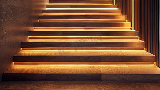 质感摄影照片_现代原木质感楼梯摄影配图