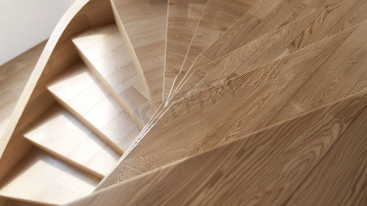 现代原木质感楼梯摄影照片